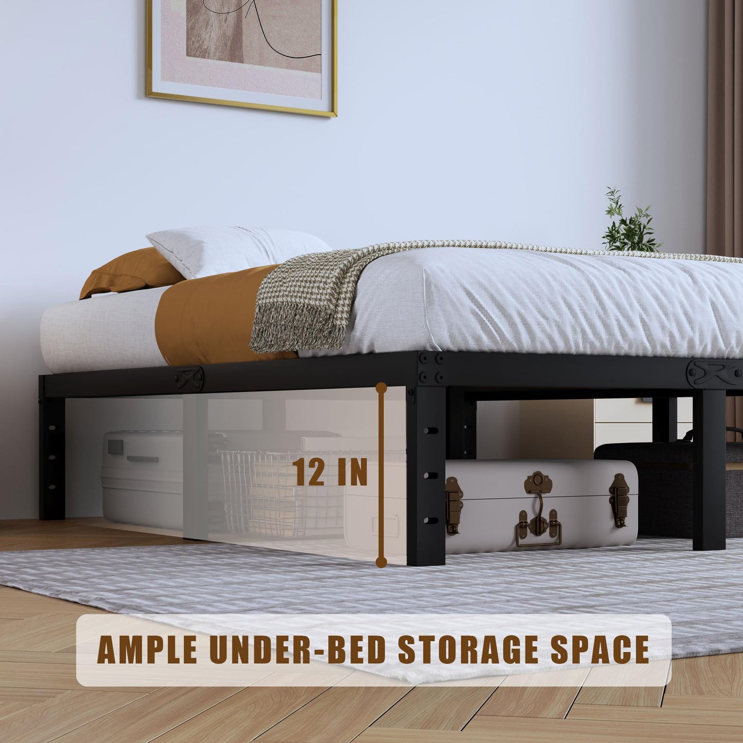 14" Twin Metal Platform Bed Frame with Headboard