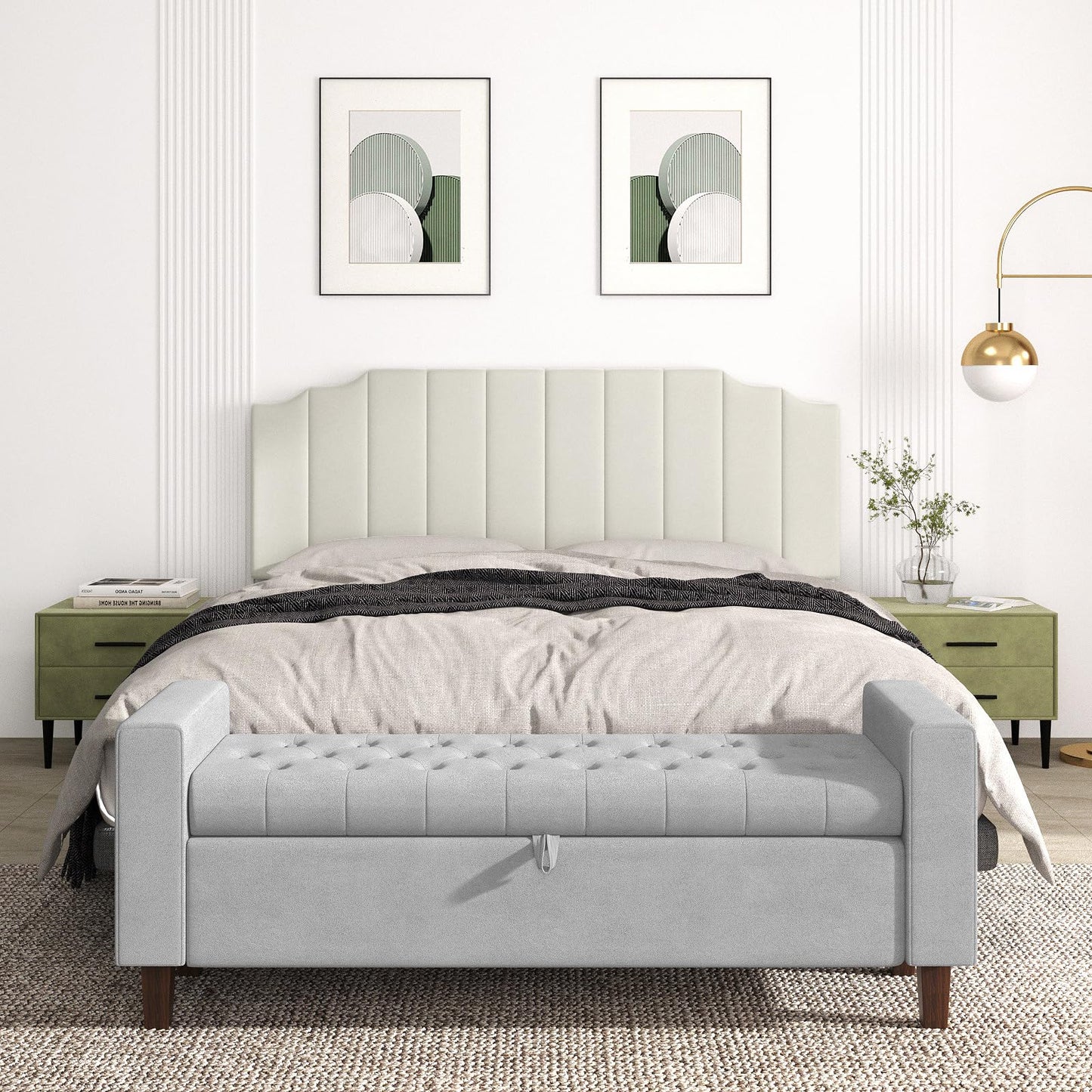 Velvet Wall Mounted Queen Headboard – Black
