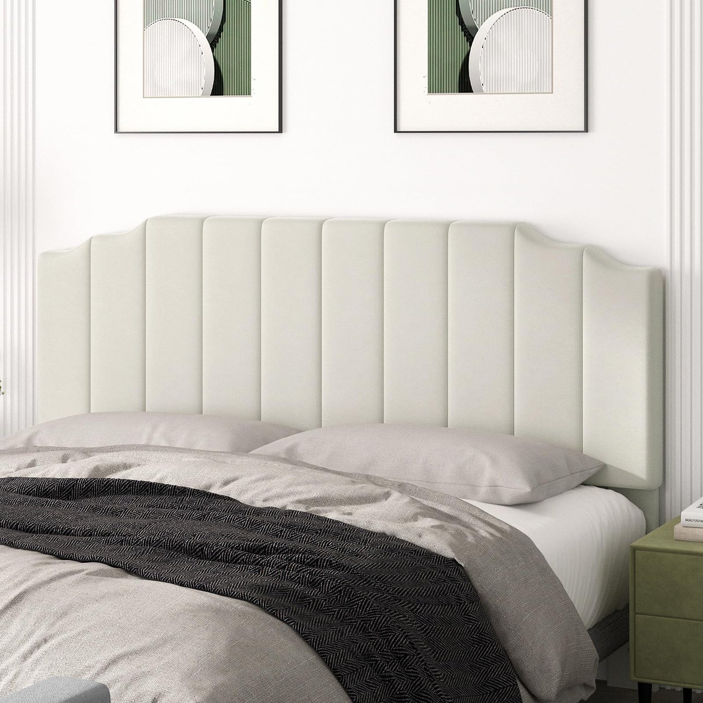 Velvet Wall Mounted Queen Headboard – Black