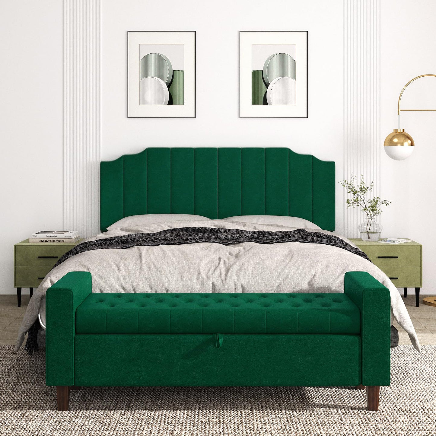 Velvet Wall Mounted Queen Headboard – Black