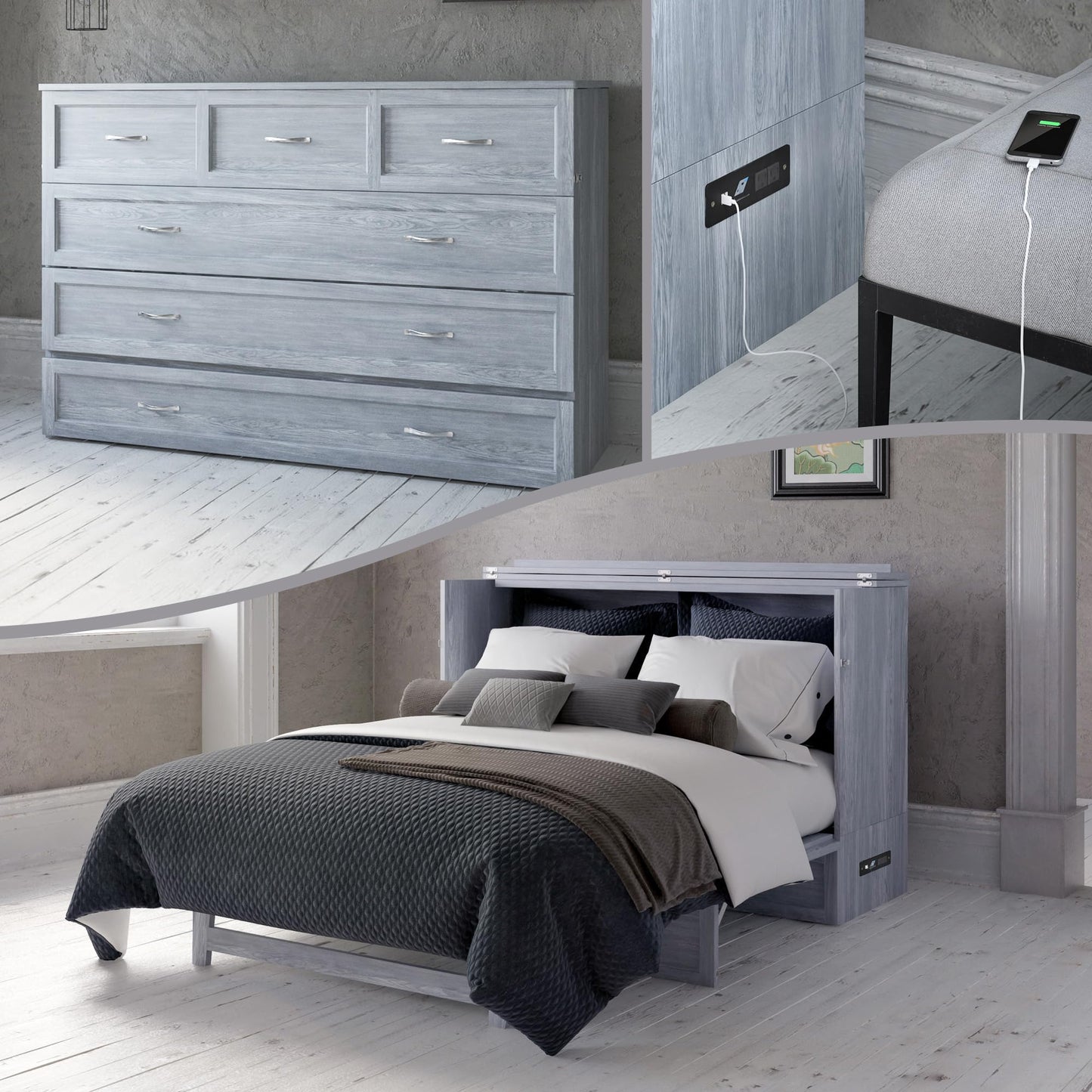 AFI Deerfield Murphy Bed Chest with Charging Station