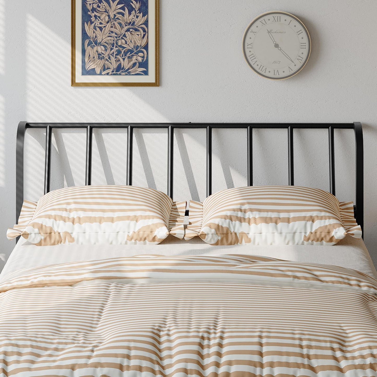 Metal Queen Headboard with Power Strips – Black