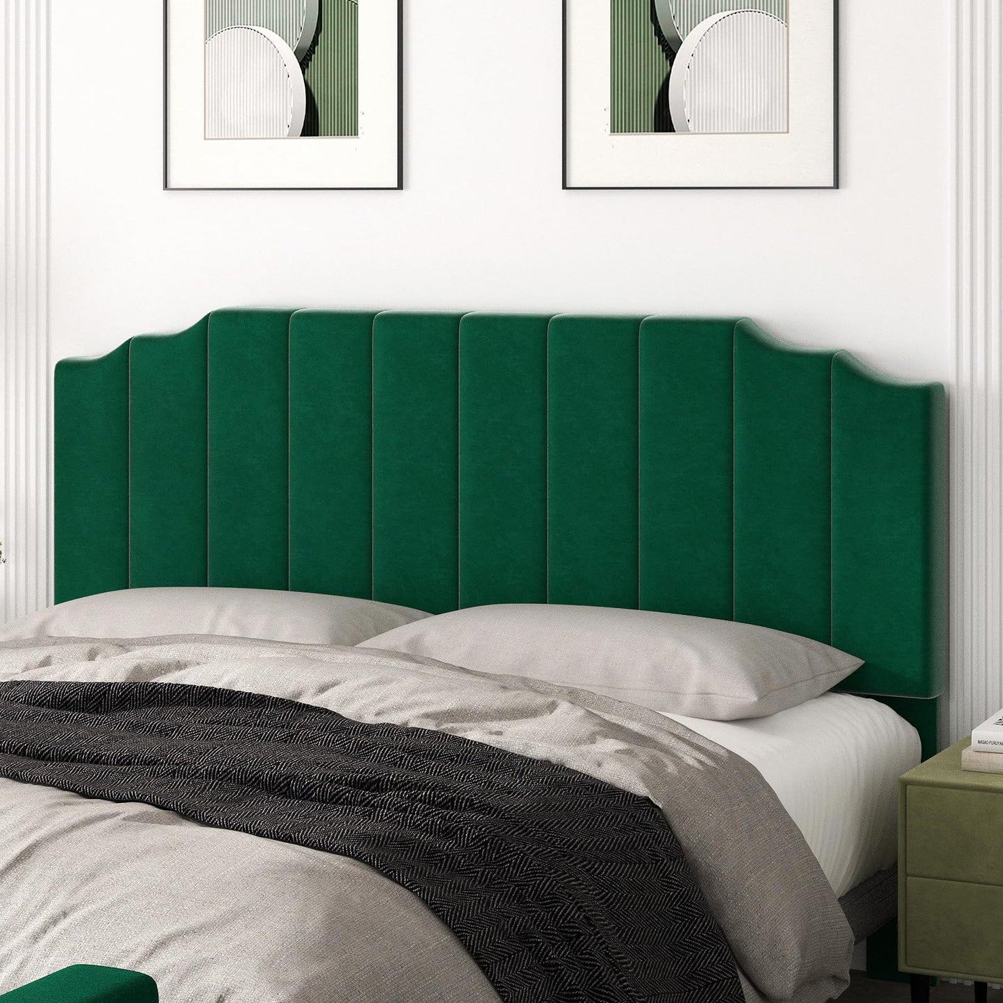 Velvet Wall Mounted Queen Headboard – Black