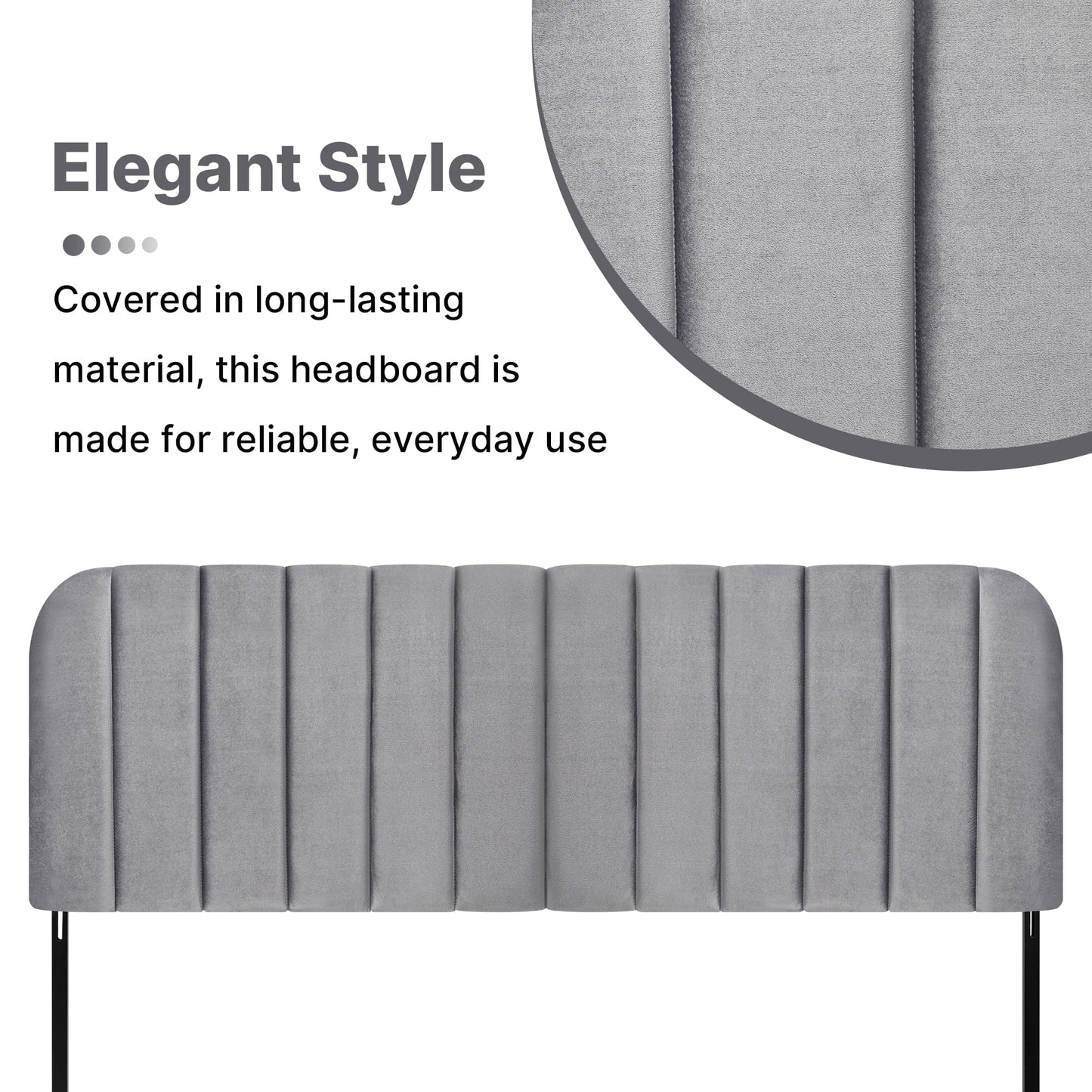Upholstered Queen Headboard with Metal Legs – Beige
