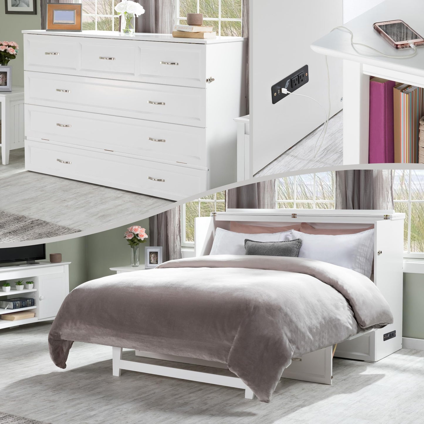 AFI Deerfield Murphy Bed Chest with Charging Station