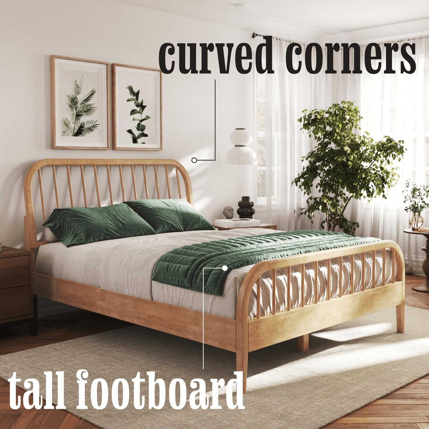 DG Casa Wesley King Wood Platform Bed – Natural Finish
