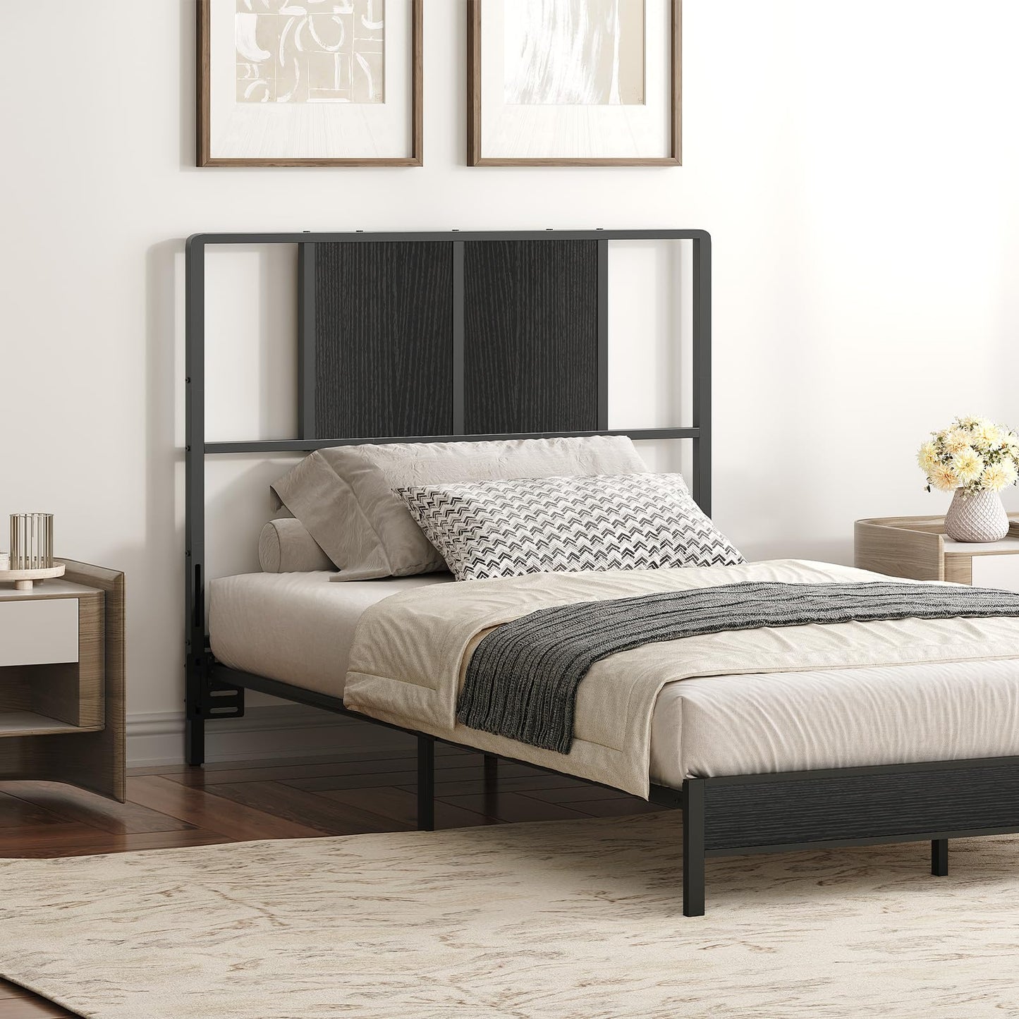 Metal Twin Size Headboard – Black