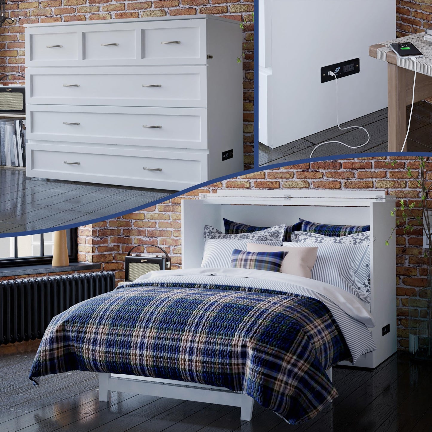 AFI Deerfield Murphy Bed Chest with Charging Station