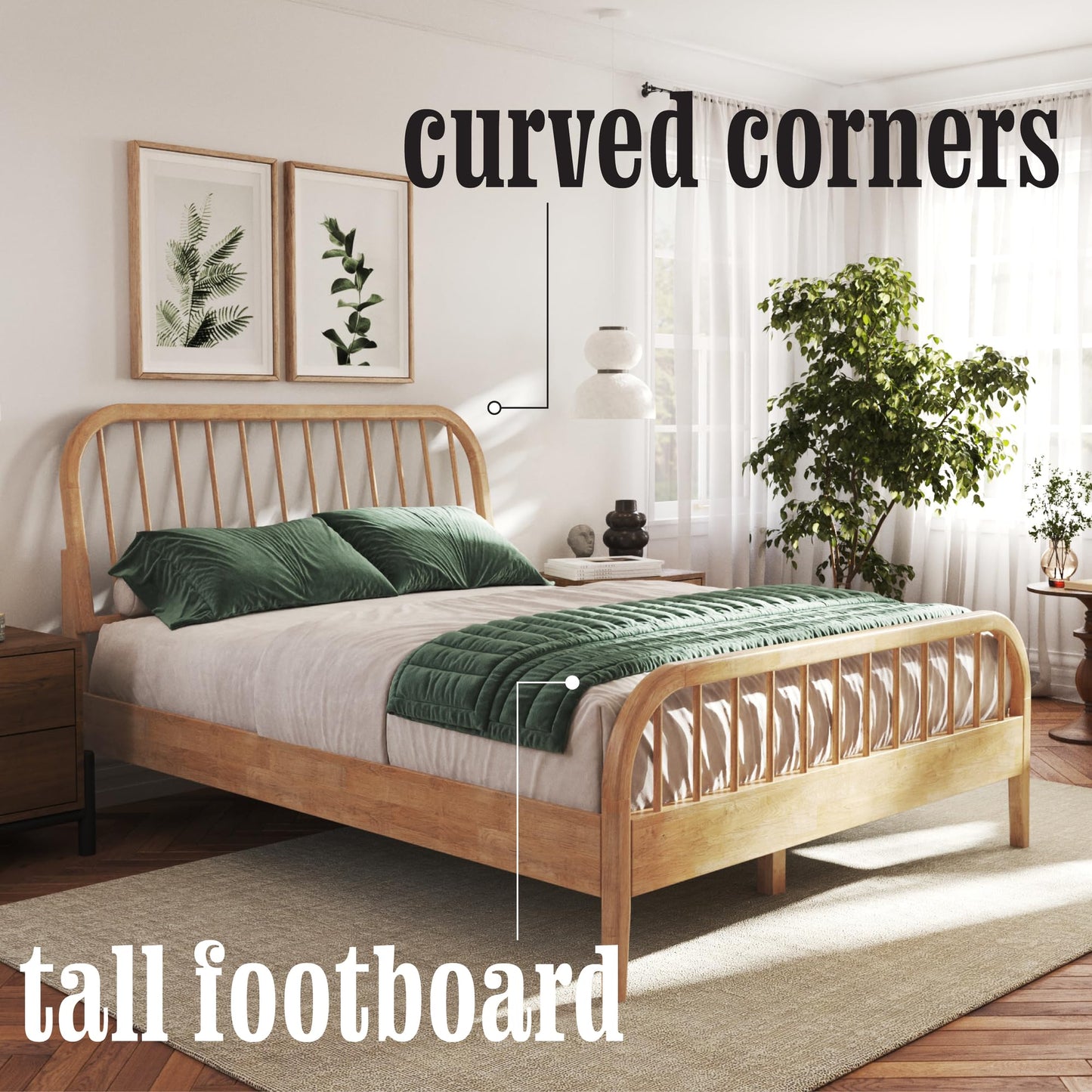 DG Casa Wesley King Wood Platform Bed – Natural Finish