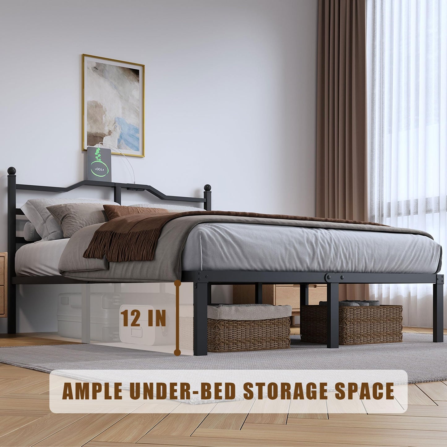 14" Twin Metal Platform Bed Frame with Headboard