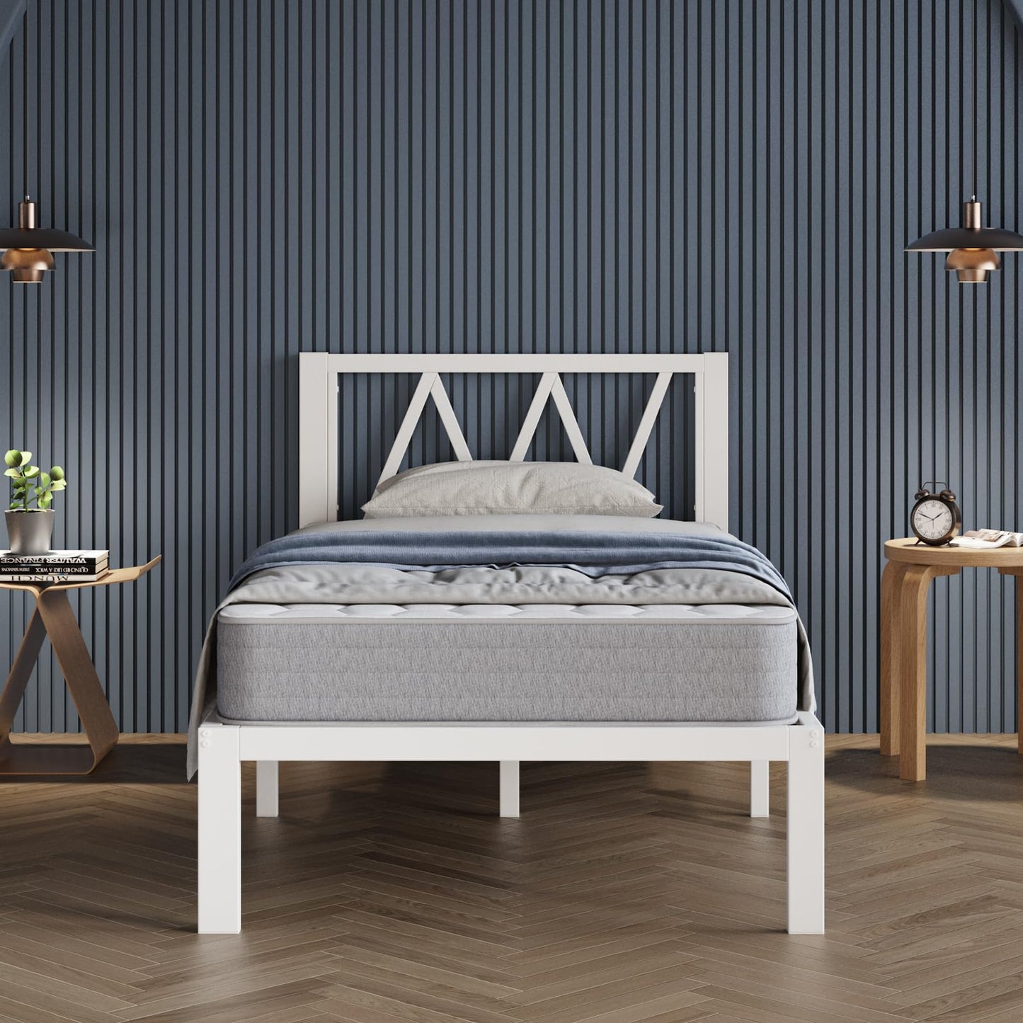 Avenco 14" Twin Metal Bed Frame with Headboard
