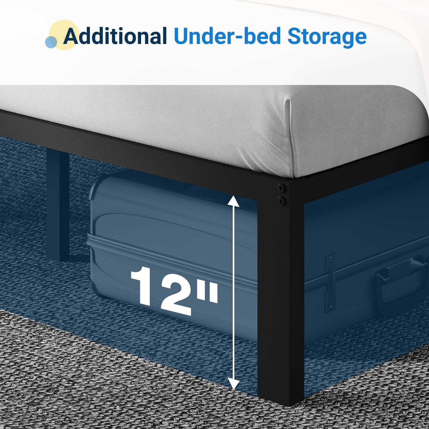 Avenco 14" Twin Metal Bed Frame with Headboard