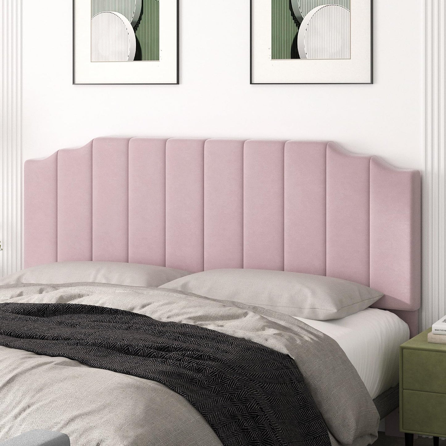 Velvet Wall Mounted Queen Headboard – Black