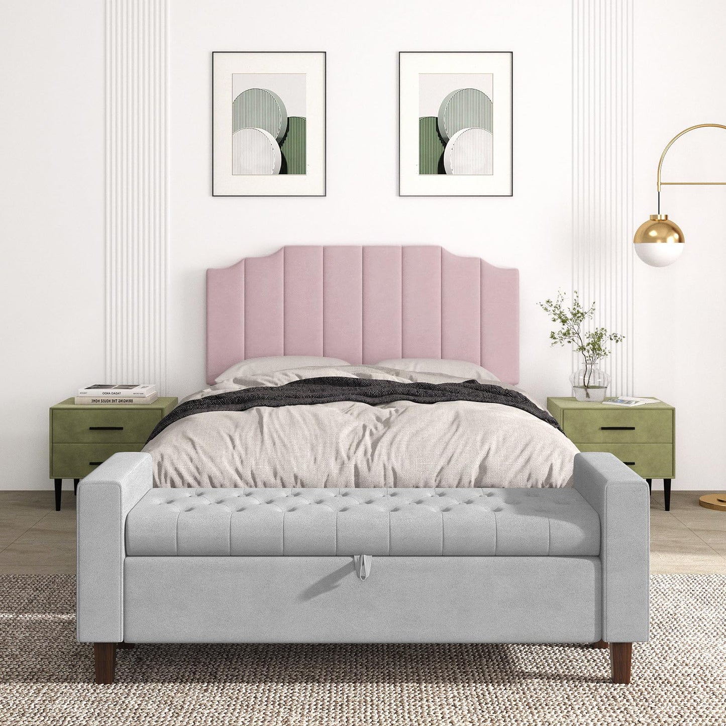 Velvet Wall Mounted Queen Headboard – Black