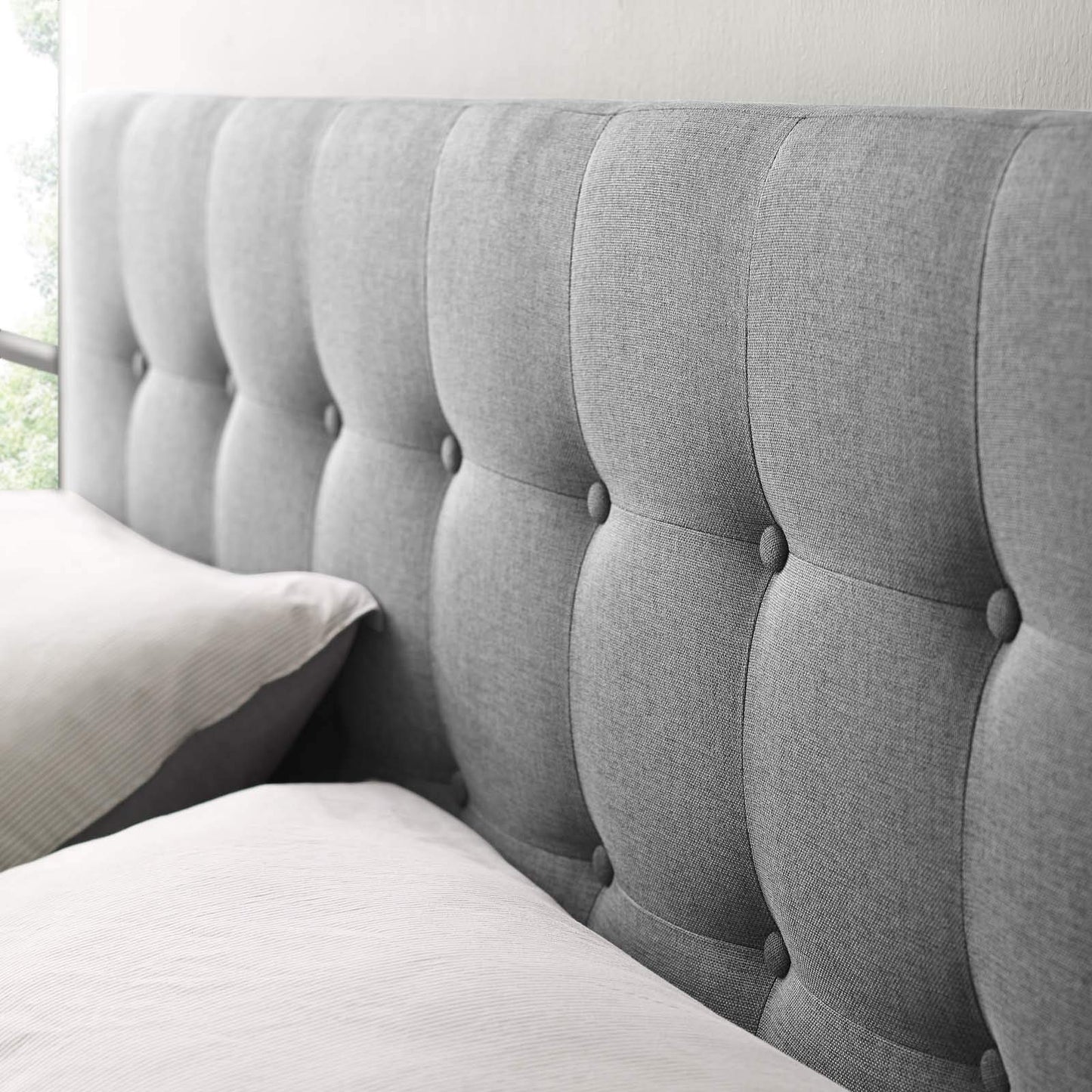 Modway Emily Tufted Button Linen Fabric Upholstered