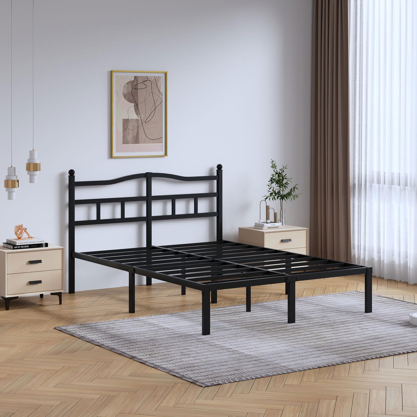 14" Twin Metal Platform Bed Frame with Headboard