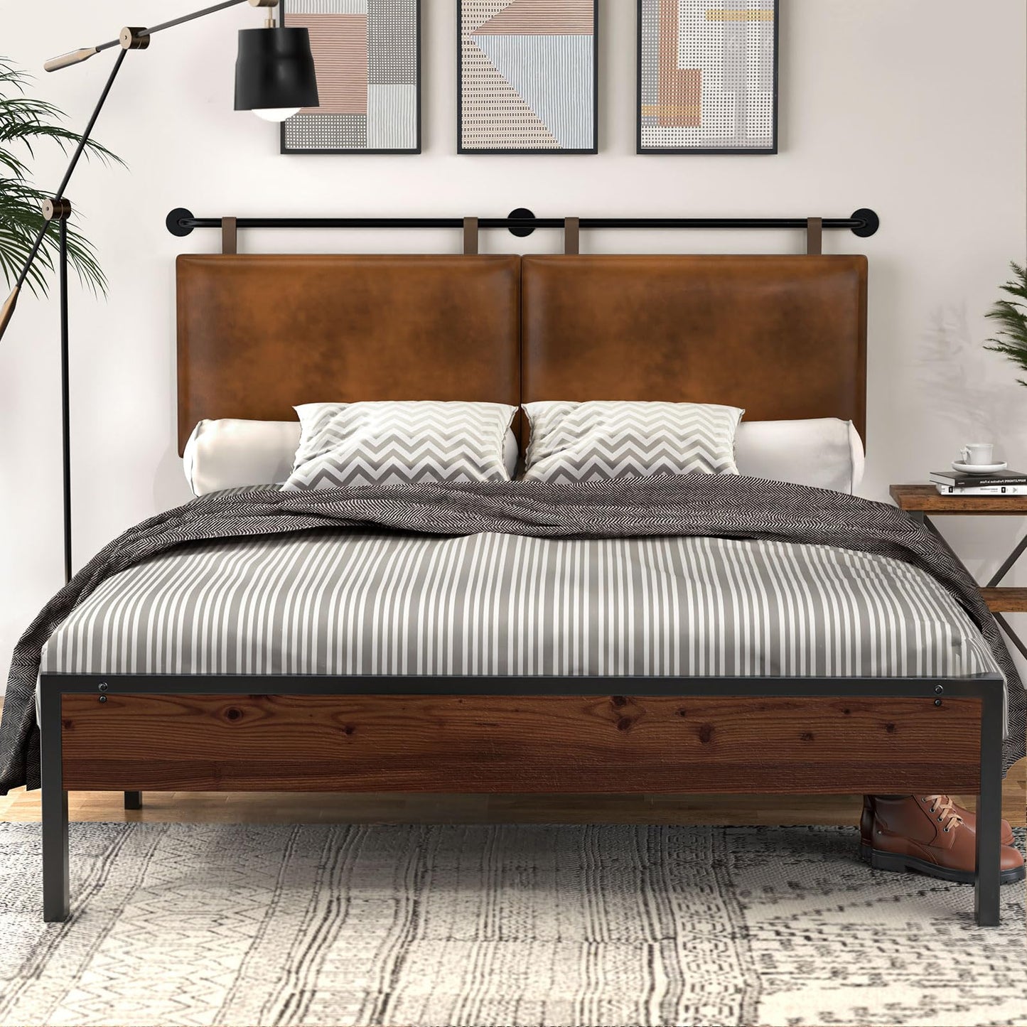 Linen Wall Mounted Queen Headboard – Beige