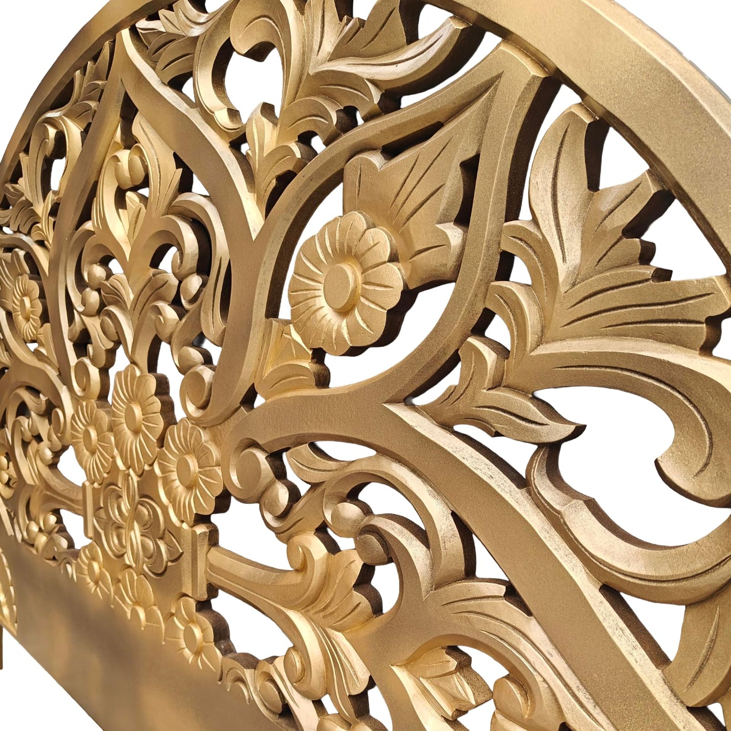 Balinese King Headboard – Half Moon Gold Finish