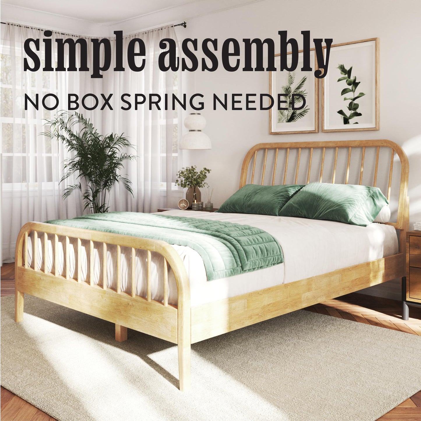 DG Casa Wesley King Wood Platform Bed – Natural Finish