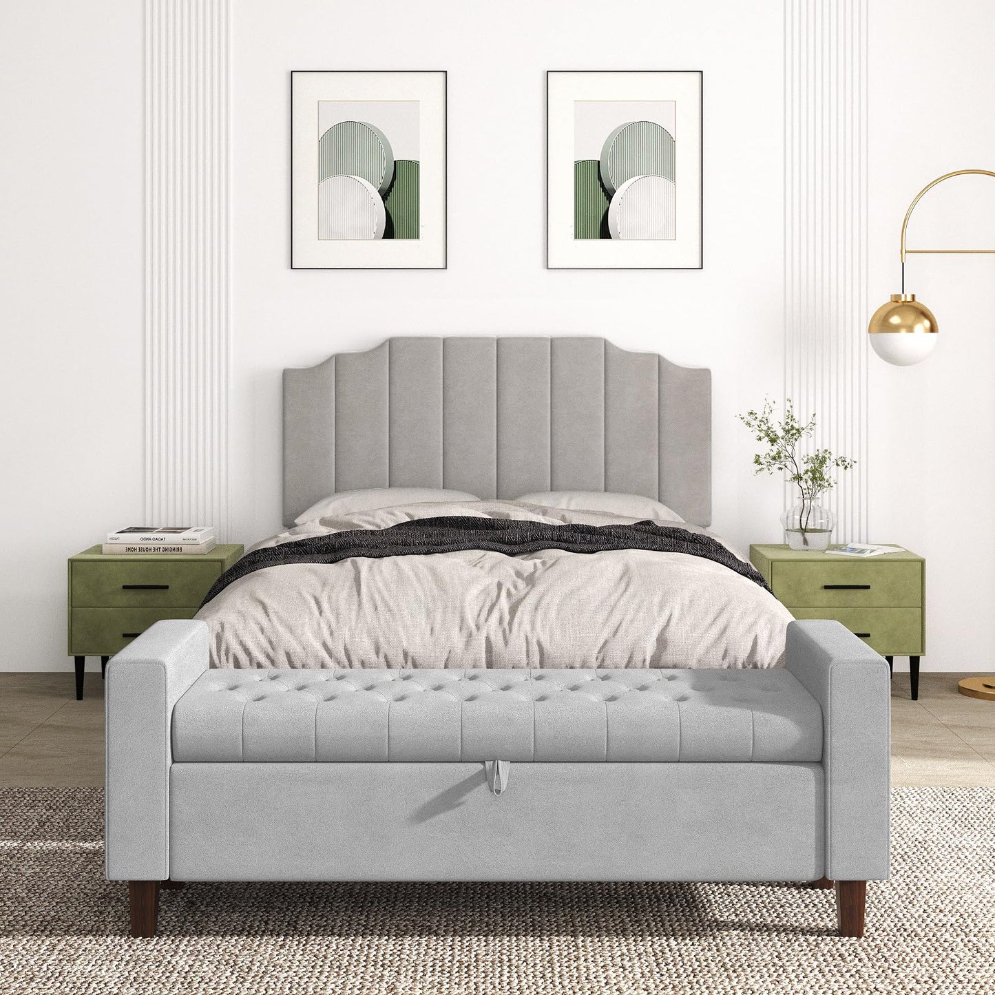 Velvet Wall Mounted Queen Headboard – Black