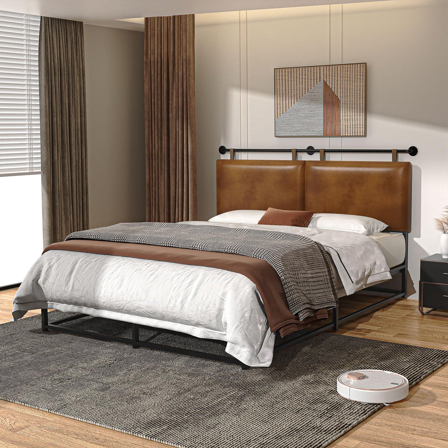 Linen Wall Mounted Queen Headboard – Beige
