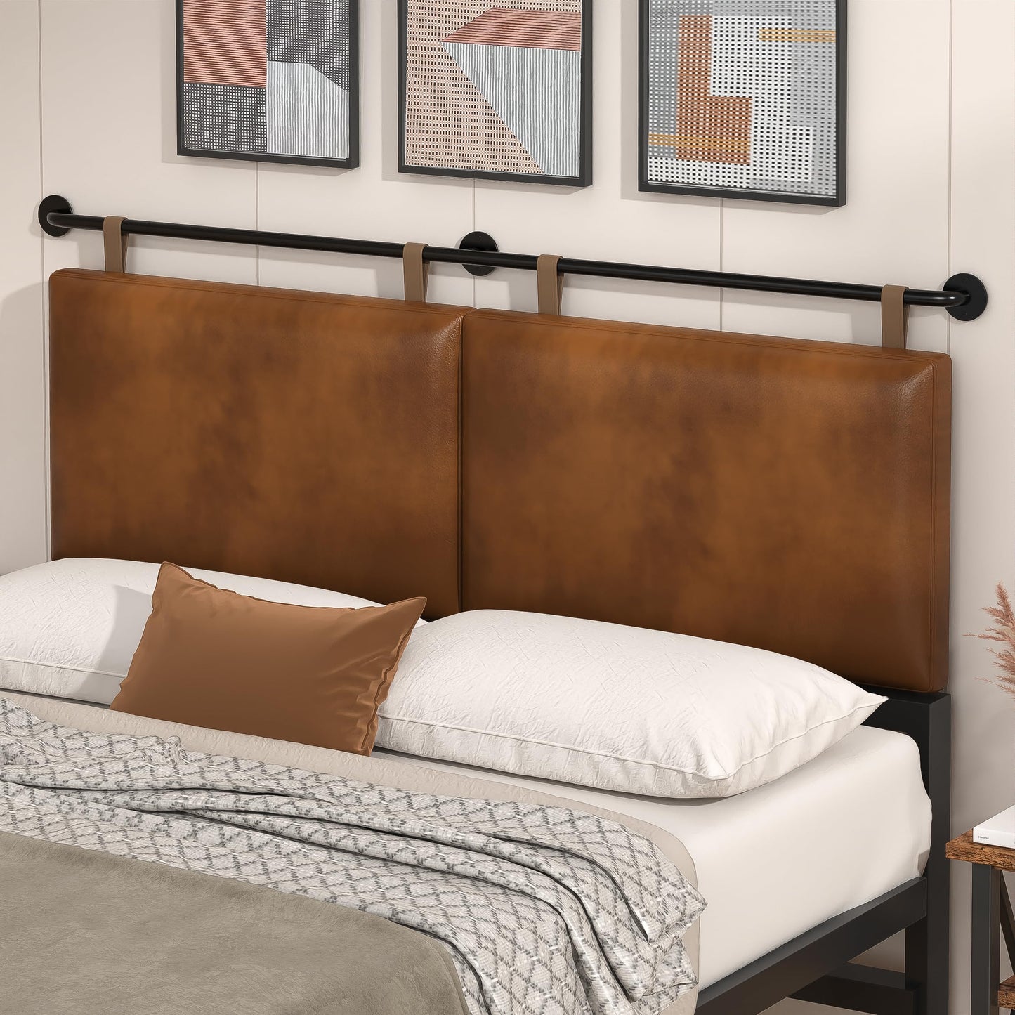 Linen Wall Mounted Queen Headboard – Beige