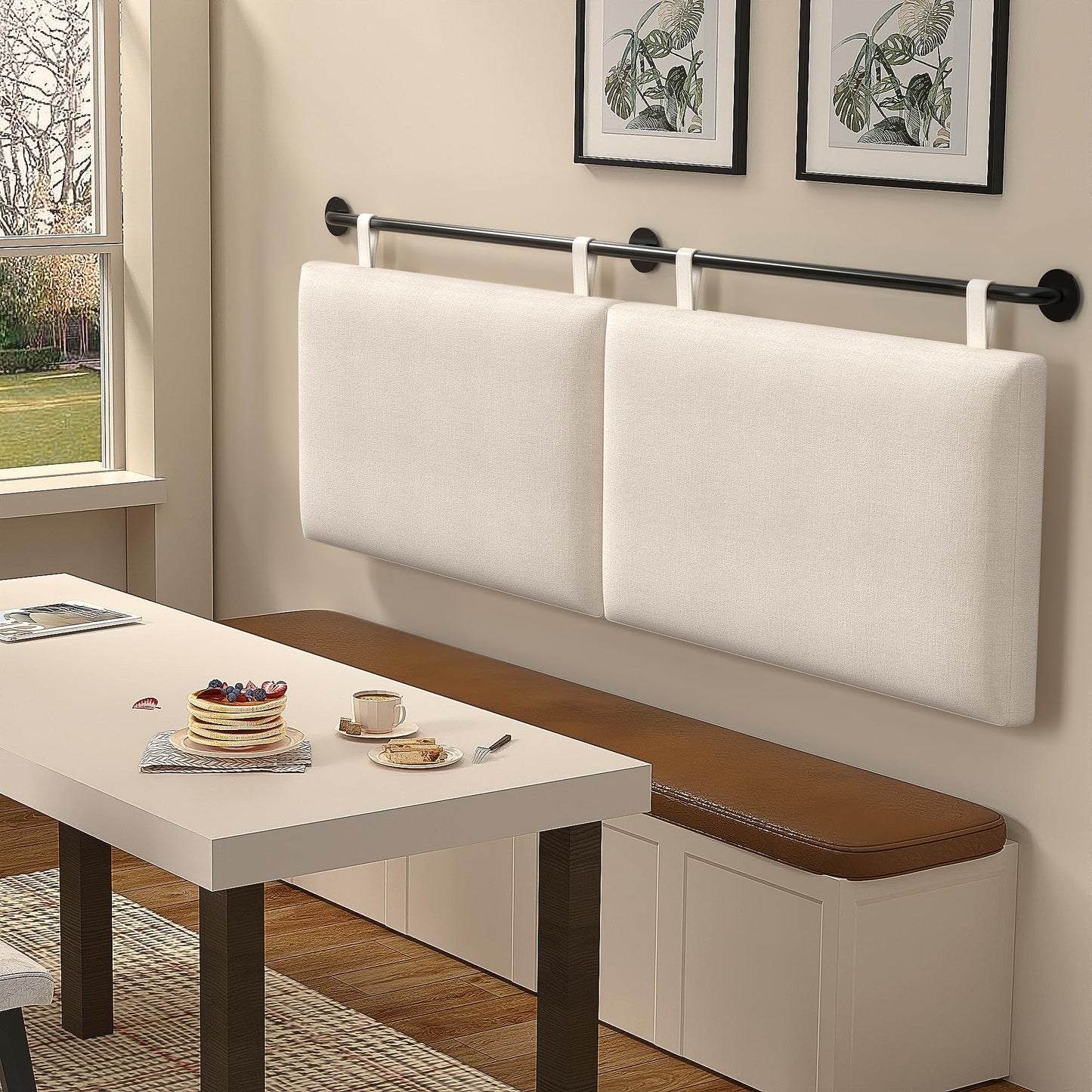 Linen Wall Mounted Queen Headboard – Beige