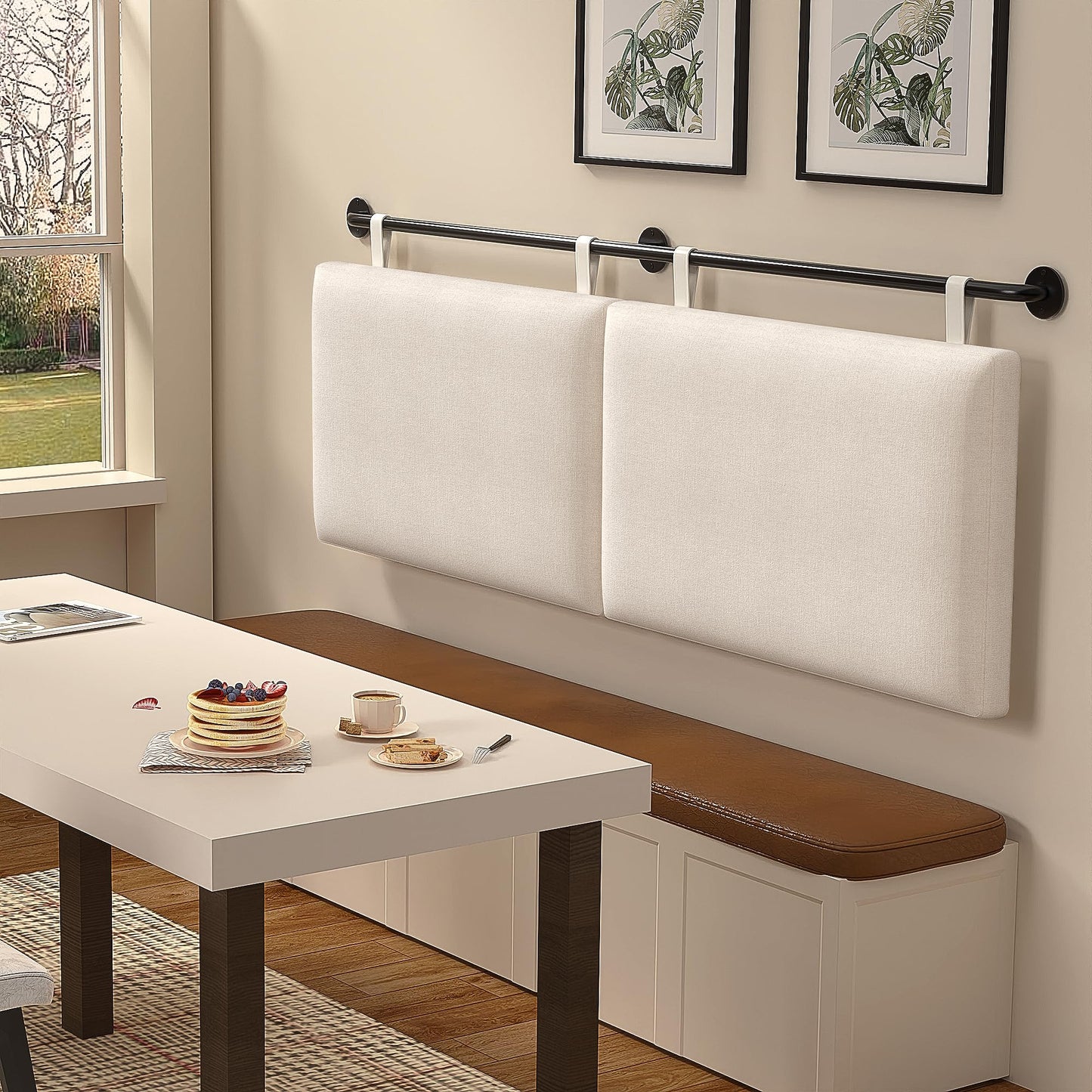 Linen Wall Mounted Queen Headboard – Beige
