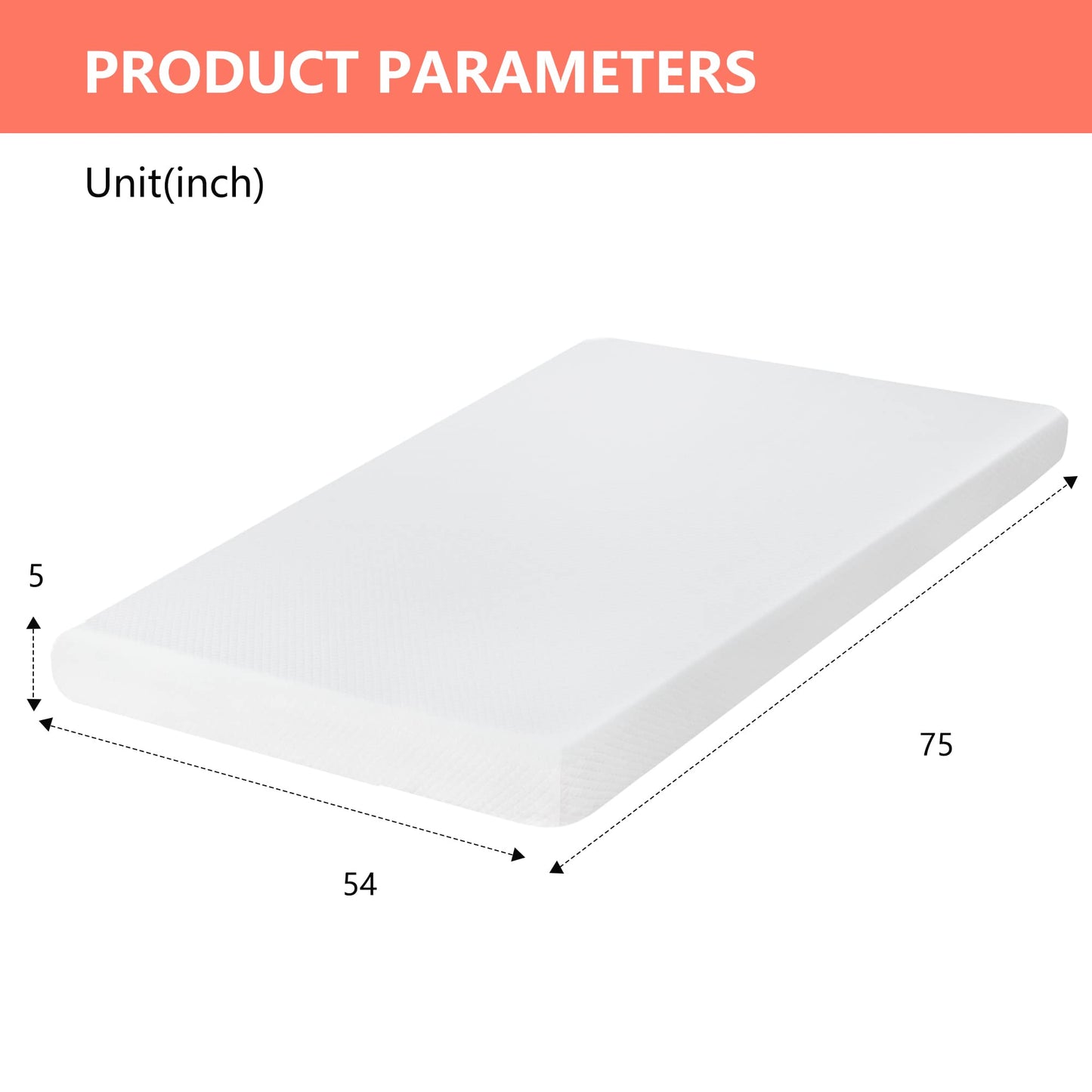 FDW 5" Twin Gel Foam Mattress