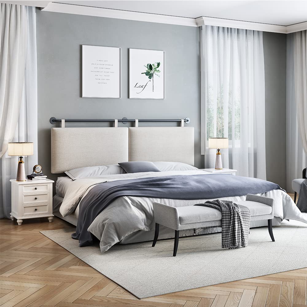 Linen Wall Mounted Queen Headboard – Beige