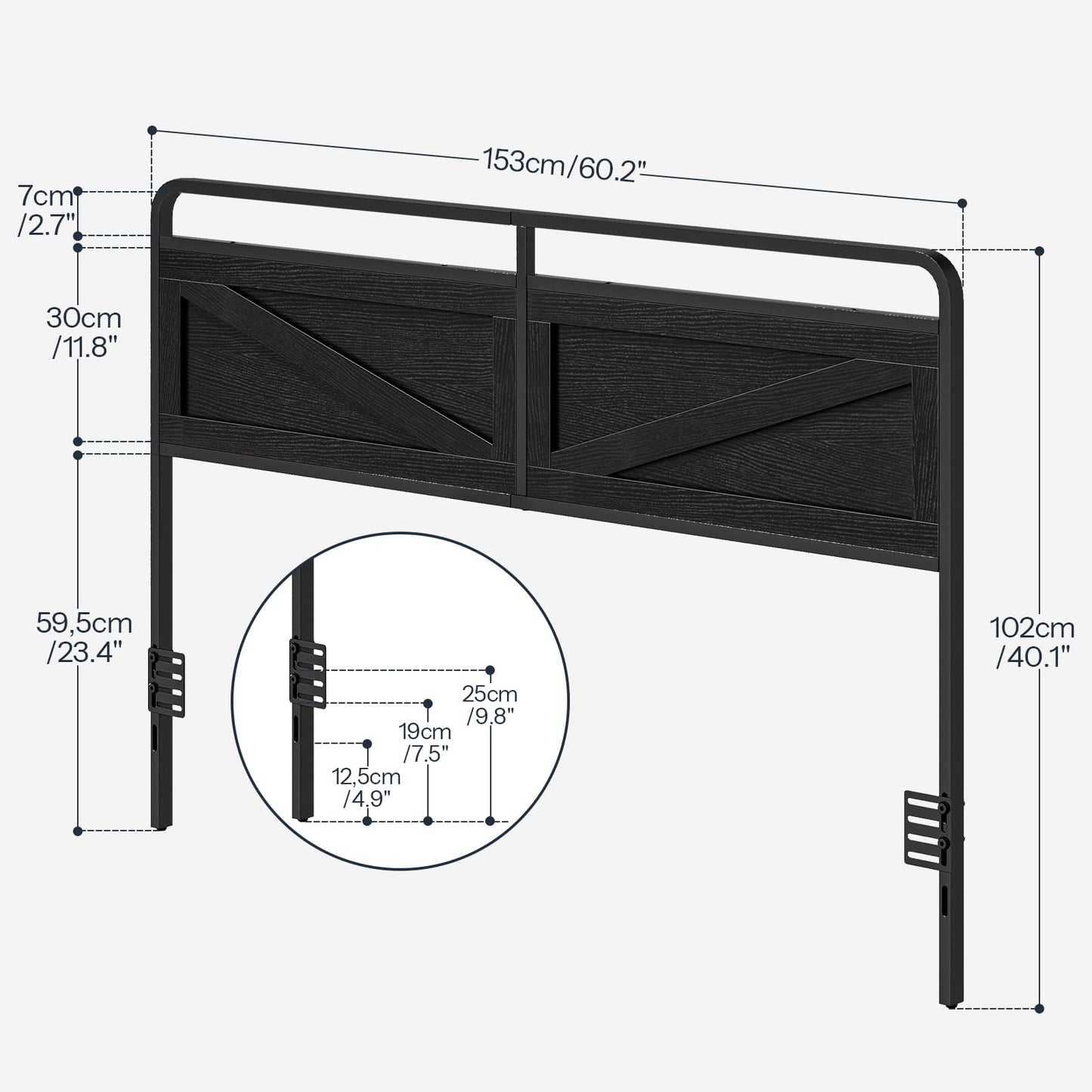 HOOBRO Wooden Queen Headboard with Metal Frame – Black