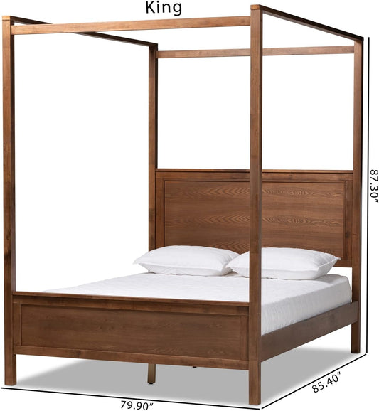 Baxton Studio Veronica King Canopy Bed (Walnut)