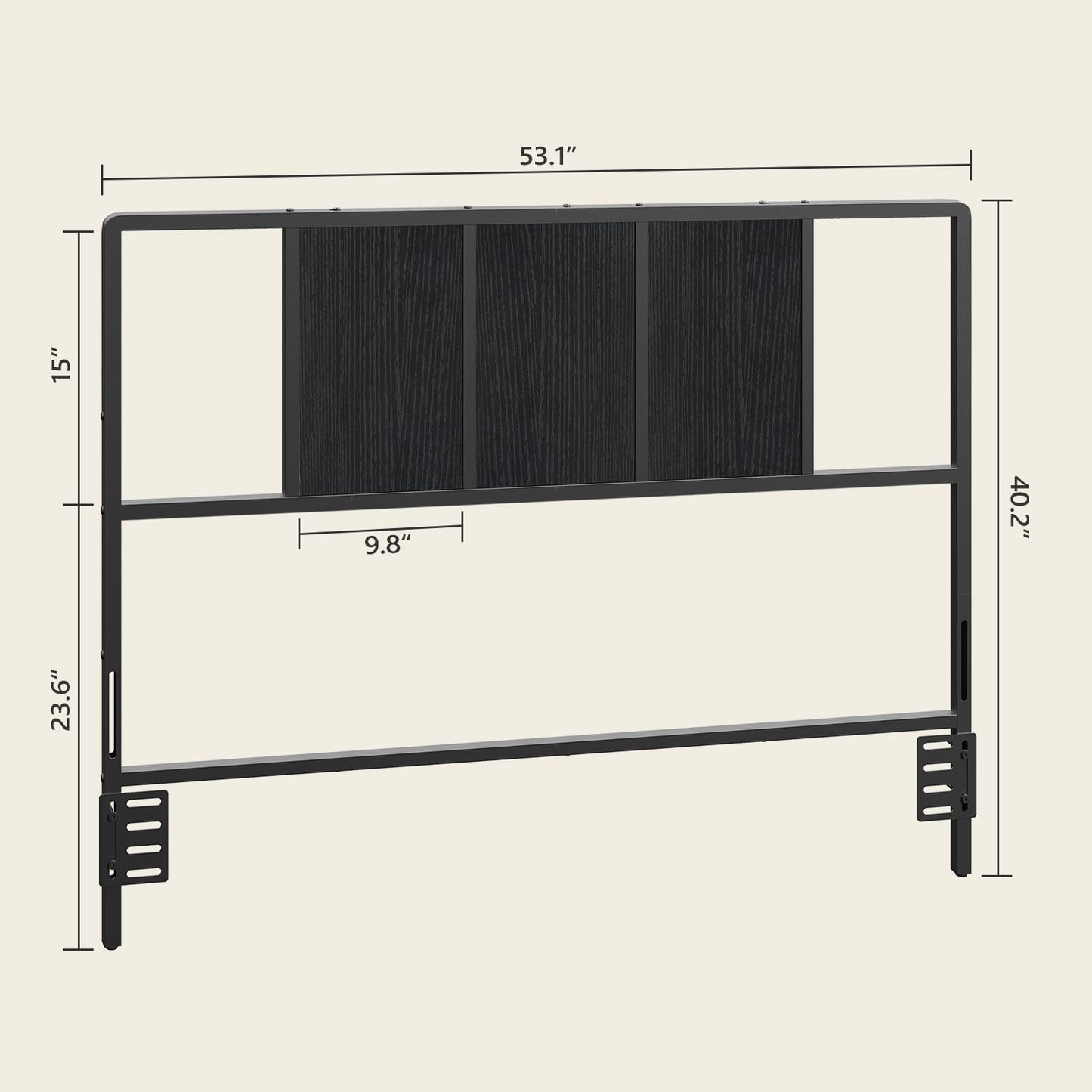 Metal Twin Size Headboard – Black