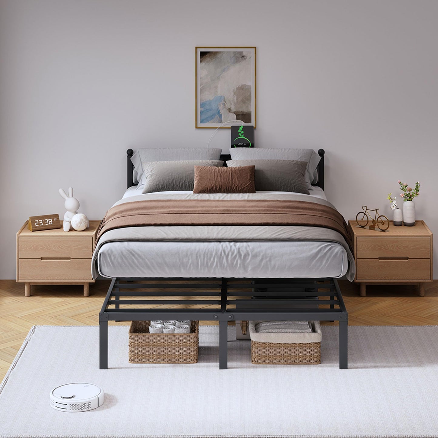 14" Twin Metal Platform Bed Frame with Headboard