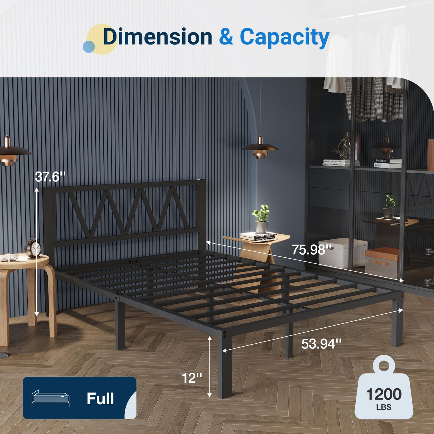 Avenco 14" Twin Metal Bed Frame with Headboard