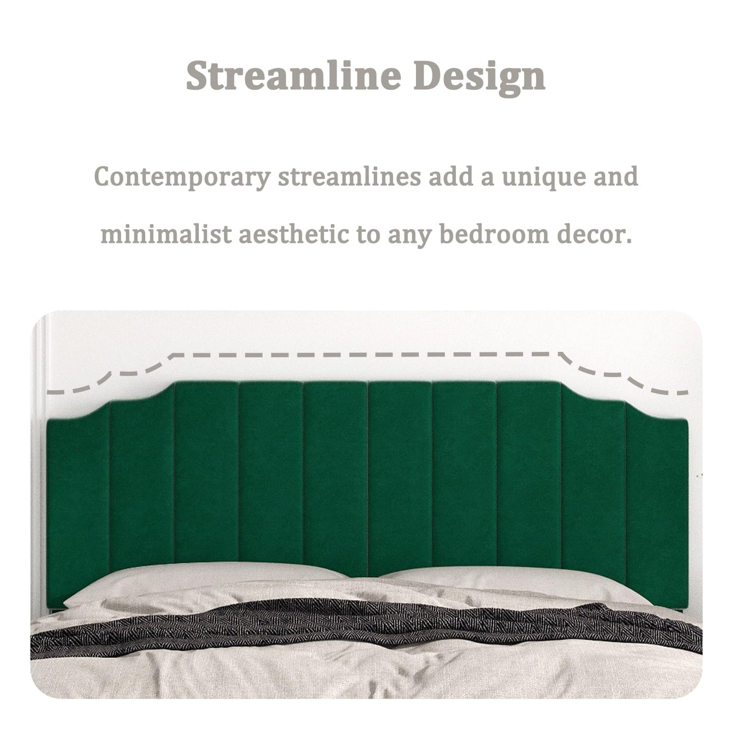 Velvet Wall Mounted Queen Headboard – Black