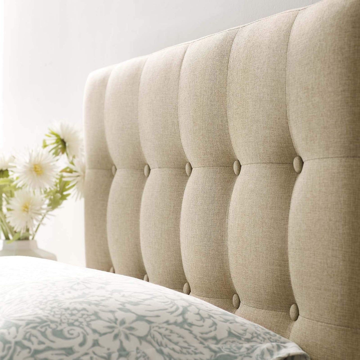 Modway Emily Tufted Button Linen Fabric Upholstered