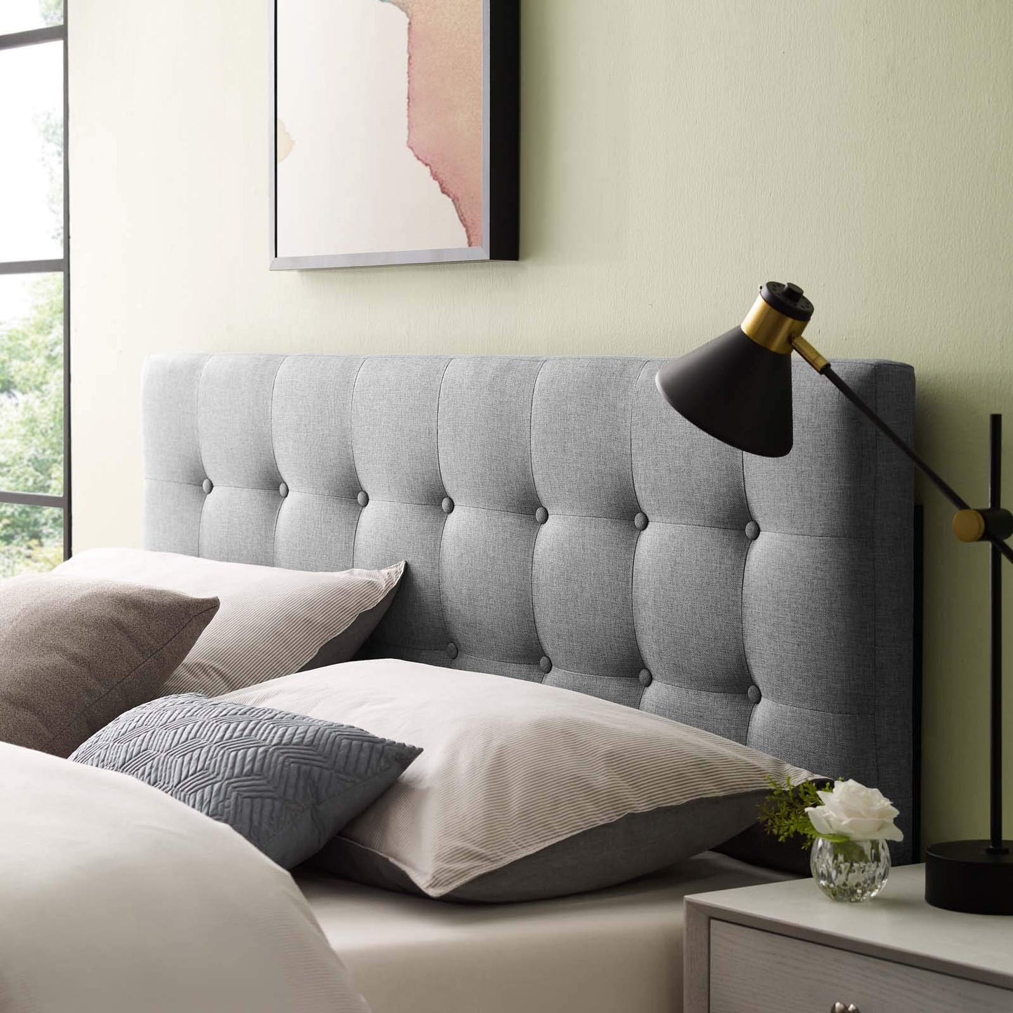 Modway Emily Tufted Button Linen Fabric Upholstered