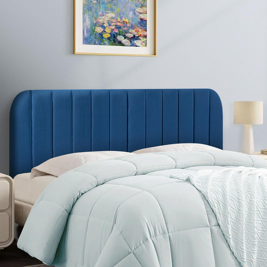 Upholstered Queen Headboard with Metal Legs – Beige