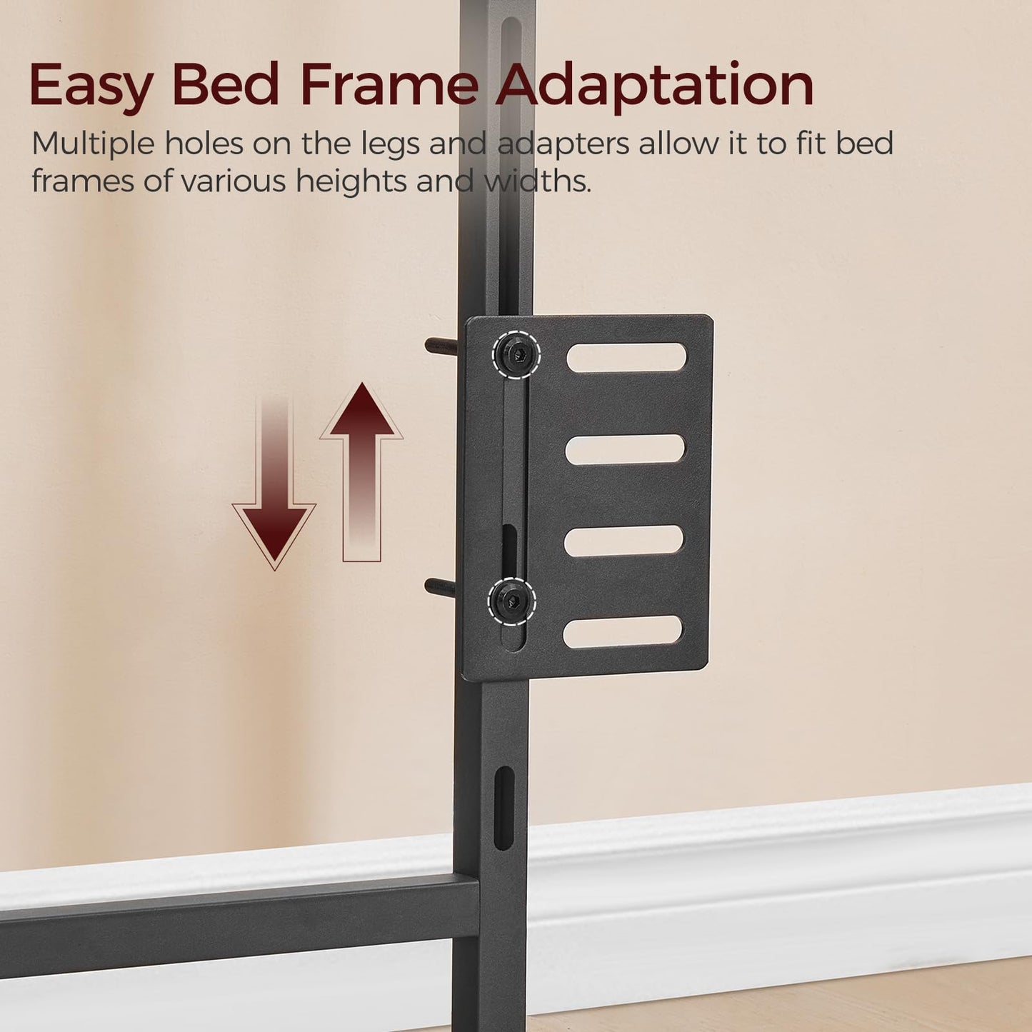 Metal Queen Headboard with Power Strips – Black