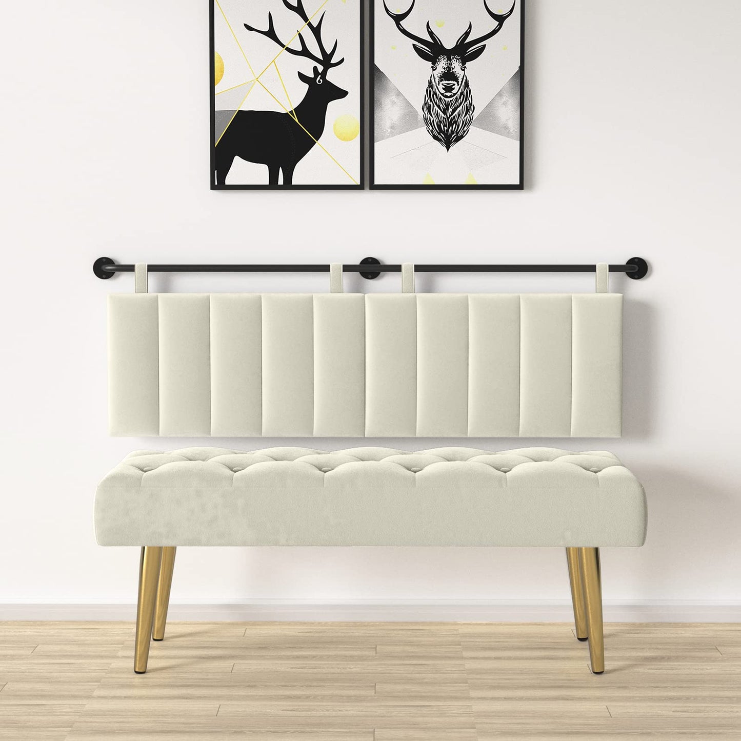 Linen Wall Mounted Queen Headboard – Beige
