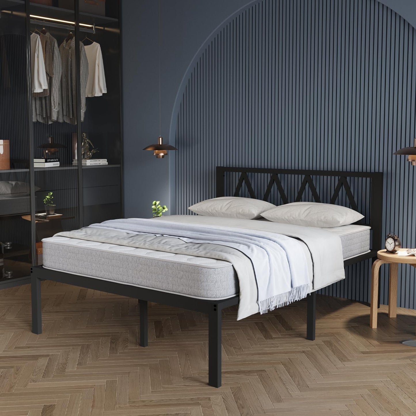 Avenco 14" Twin Metal Bed Frame with Headboard