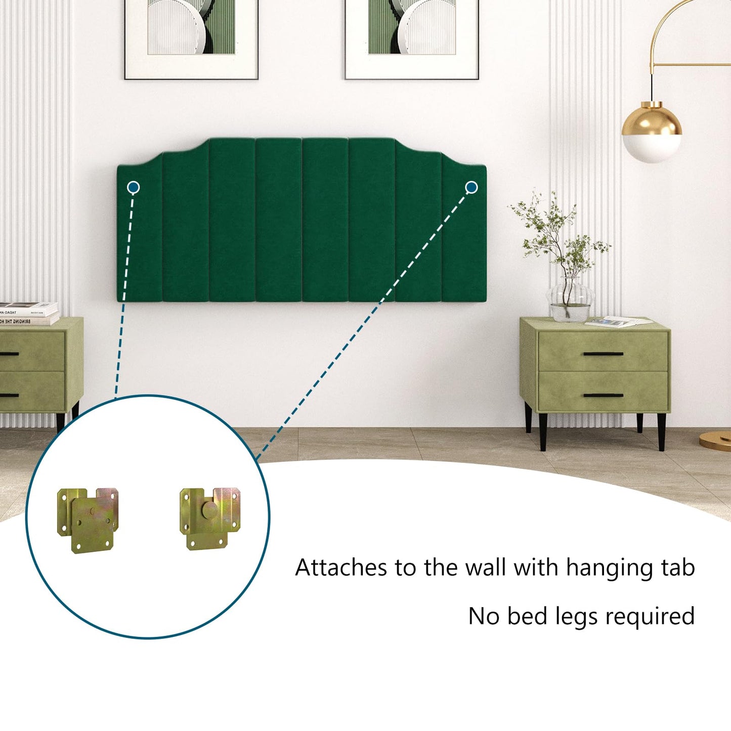 Velvet Wall Mounted Queen Headboard – Black