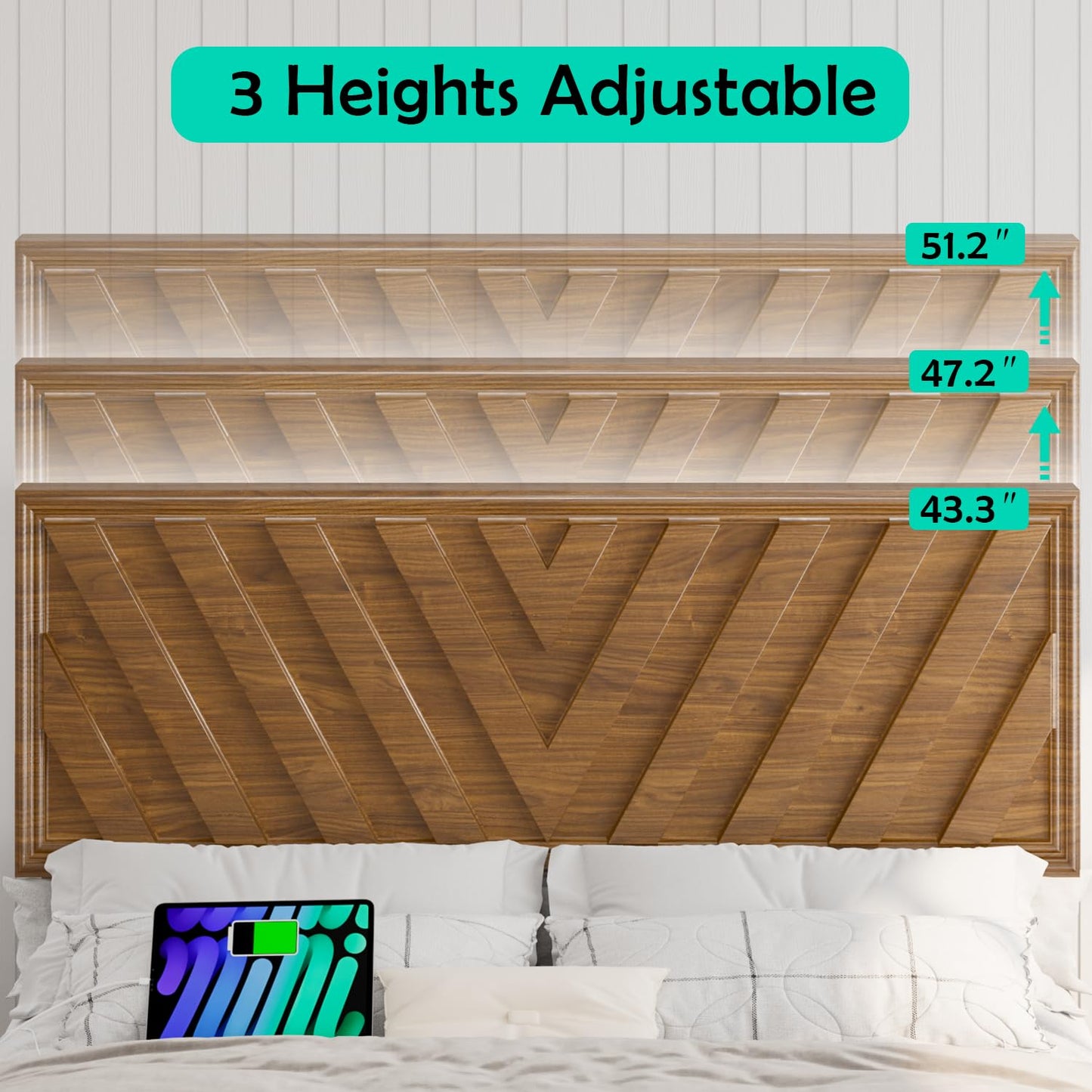 Full Farmhouse Platform Bed (LED & USB)