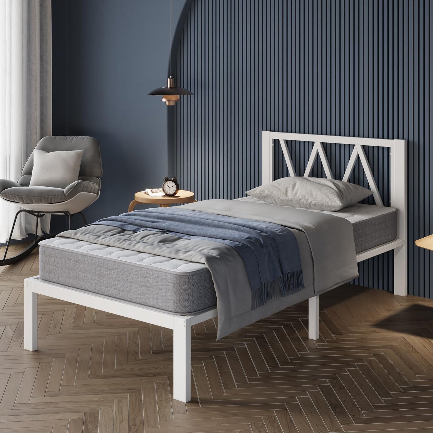 Avenco 14" Twin Metal Bed Frame with Headboard