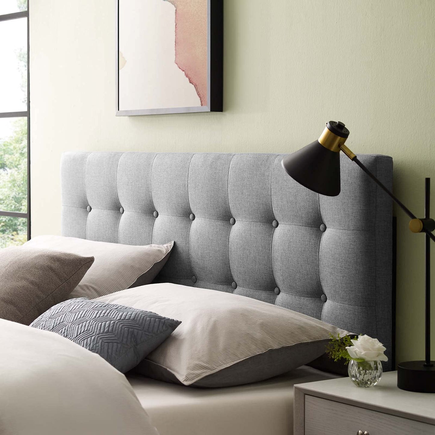 Modway Emily Tufted Button Linen Fabric Upholstered