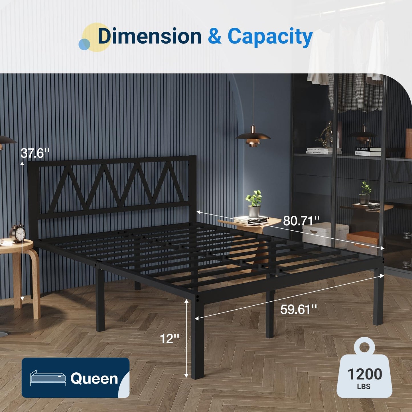 Avenco 14" Twin Metal Bed Frame with Headboard
