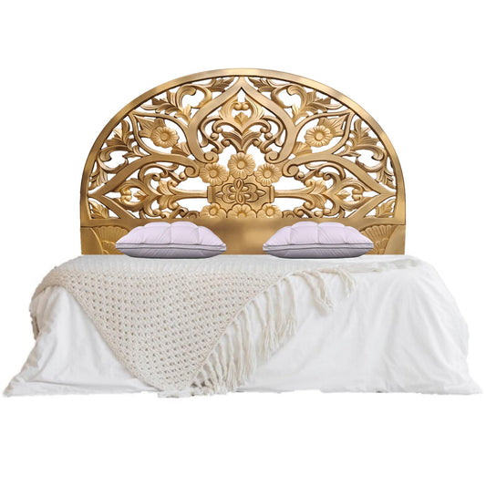 Balinese King Headboard – Half Moon Gold Finish