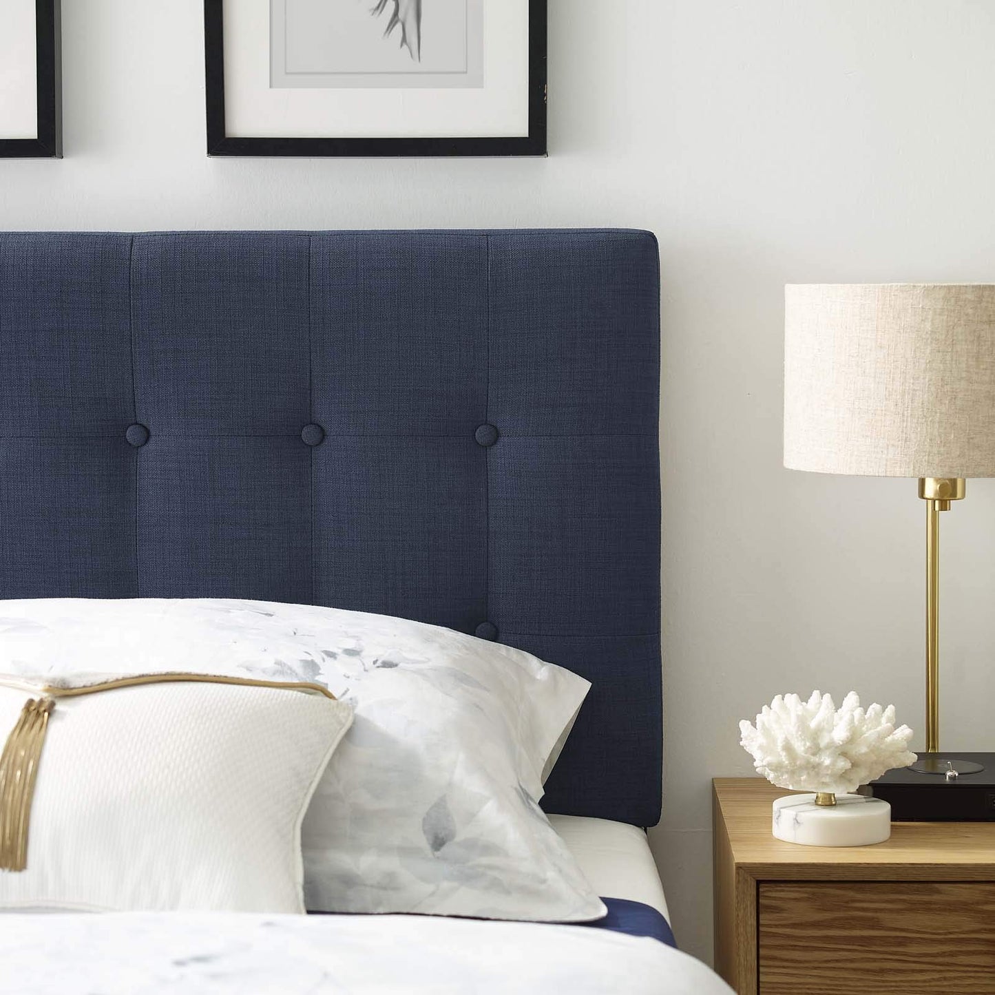 Modway Emily Tufted Button Linen Fabric Upholstered