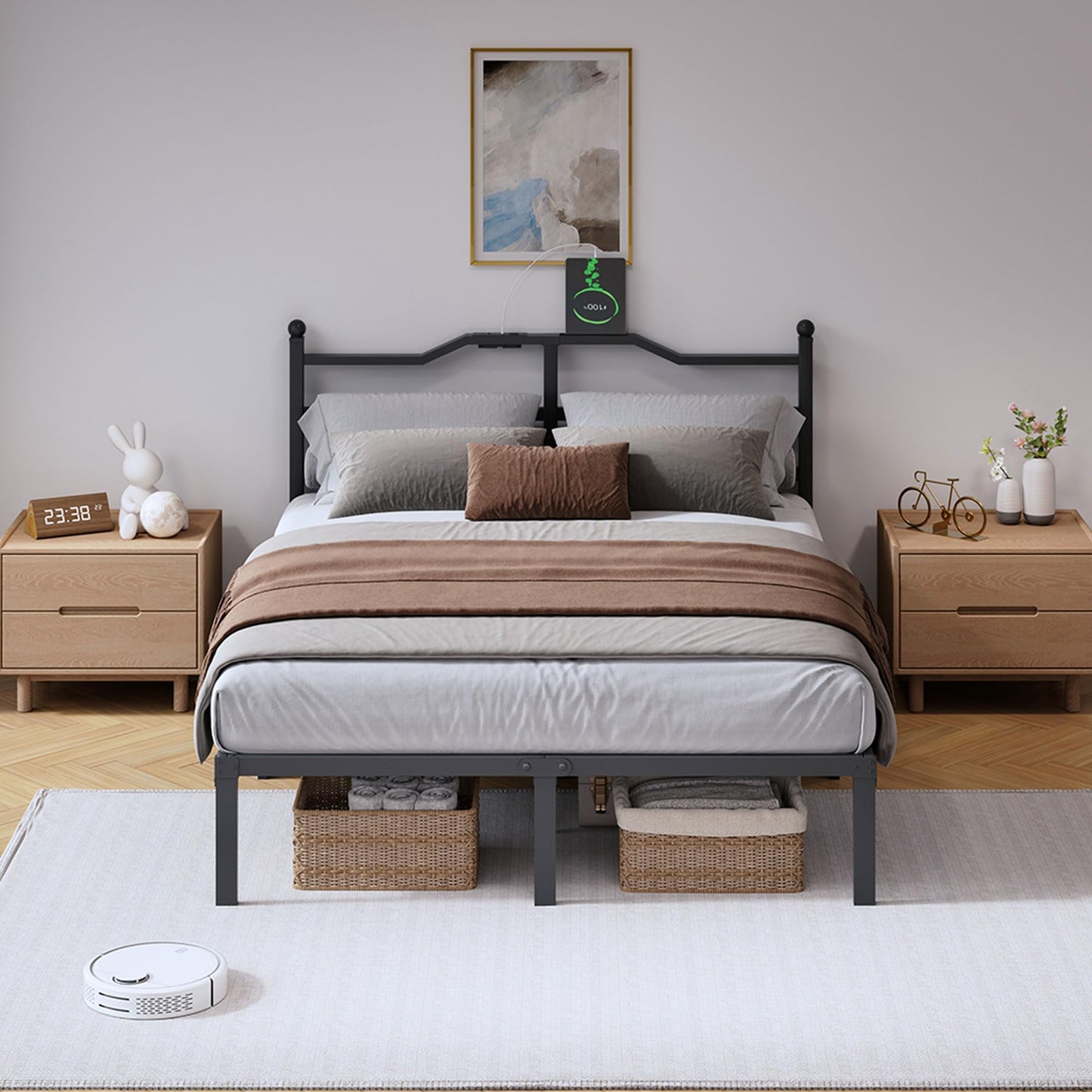 14" Twin Metal Platform Bed Frame with Headboard
